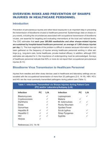 Page 10: OVERVIEW: RISKS AND PREVENTION OF SHARPS INJURIES IN HEALTHCARE PERSONNEL