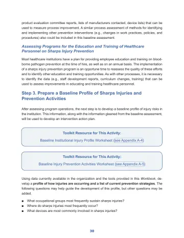 Page 36: Step 3. Prepare a Baseline Profile of Sharps Injuries and Prevention Activities