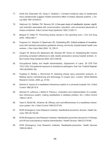 Page 75: Smith DA, Eisenstein HC, Esrig C, Godbold J. Constant incidence rates of needle-stick…