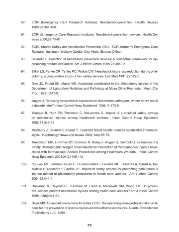 Page 76: ECRI (Emergency Care Research Institute). Needlestick-prevention. …