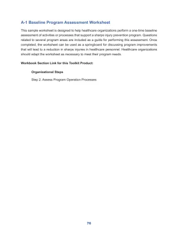 Page 82: A-1 Baseline Program Assessment Worksheet