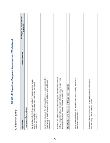 Page 83: SAMPLE Baseline Program Assessment Worksheet