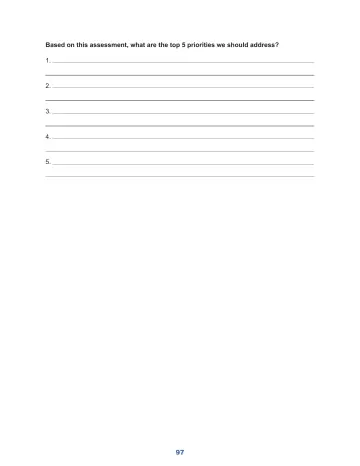 Page 103: Based on this assessment, what are the top 5 priorities we should address?