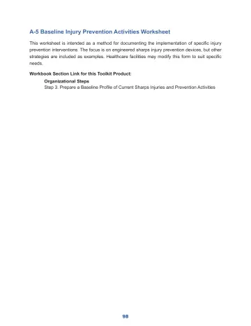 Page 104: A-5 Baseline Injury Prevention Activities Worksheet
