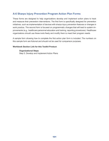 Page 107: A-6 Sharps Injury Prevention Program Action Plan Forms