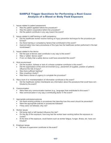 Page 123: Sample Trigger Questions for Performing a Root Cause Analysis of a Blood or Body Fluid…