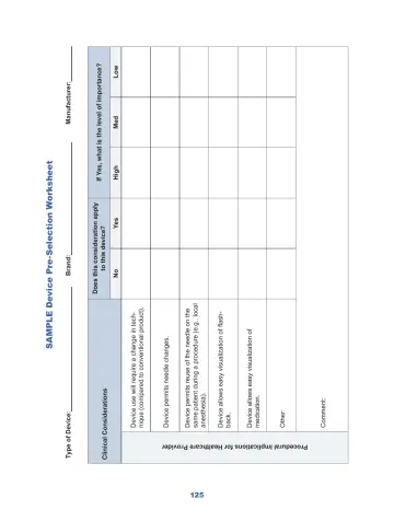 Page 131: Sample Device Pre-Selection Worksheet
