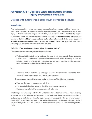 Page 139: APPENDIX B - Devices with Engineered Sharps Injury Prevention Features