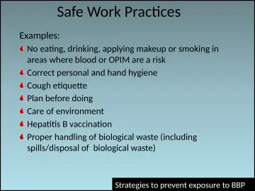 Slide 16: Safe Work Practices Work