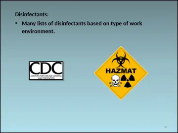 Slide 33: Disinfectants: