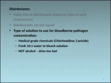 Slide 35: Disinfectants: