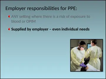 Slide 63: Employer responsibilities for PPE: