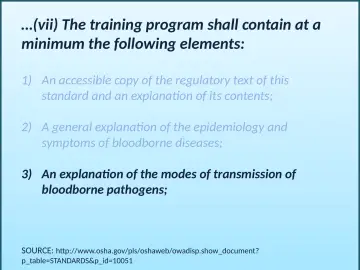 Slide 11: …(vii) The training program shall contain at a minimum the following elements: