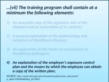 Slide 12: …(vii) The training program shall contain at a minimum the following elements: