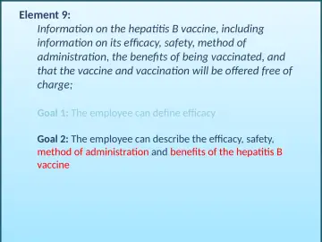 Slide 65: Information on the hepatitis B vaccine, including information on its efficacy, safety…