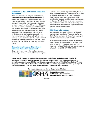 Page 2: Exception to Use of Personal Protective