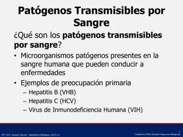 Slide 4: Patógenos Transmisibles por Sangre