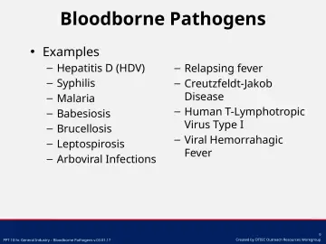 Slide 9: Bloodborne Pathogens
