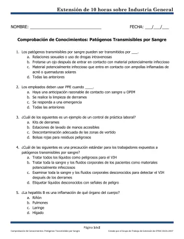 Page 1: Extensión de 10 horas sobre Industria General