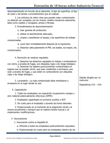 Page 8: descontaminación en función de la ubicación, el tipo de superficie, el tipo de suelo y las…