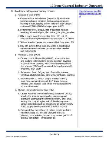 Page 3: B. Bloodborne pathogens of primary concern: