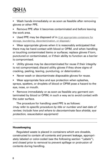 Page 10: Wash hands immediately or as soon as feasible after removing gloves or other PPE.