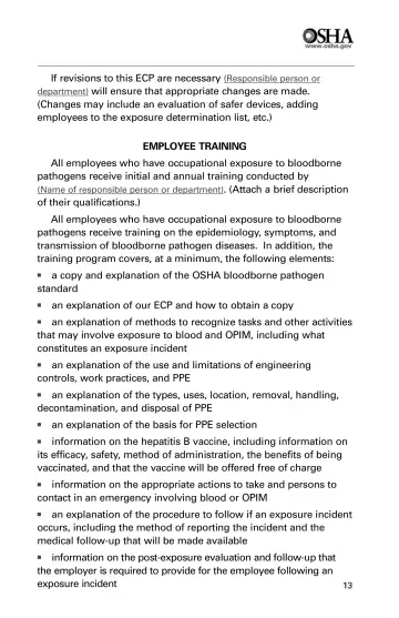 Page 15: If revisions to this ECP are necessary (Responsible person or department) will ensure that…
