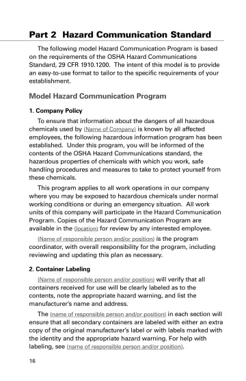 Page 18: Part 2 Hazard Communication Standard