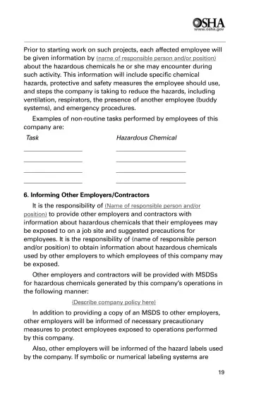 Page 21: Prior to starting work on such projects, each affected employee will be given information…