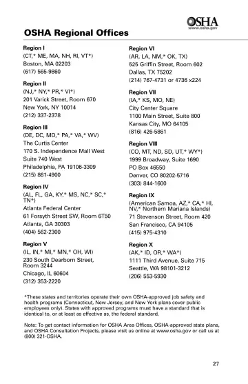 Page 29: OSHA Regional Offices