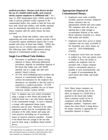Page 3: Single Use of Blood Tube Holders: