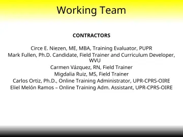 Slide 4: Working Team