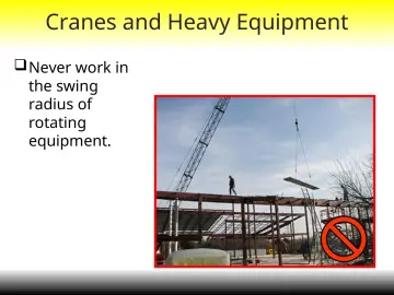 Slide 12: Cranes and Heavy Equipment