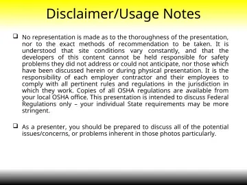 Slide 40: Disclaimer/Usage Notes