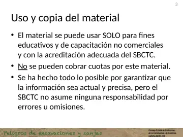 Slide 3: Uso y copia del material