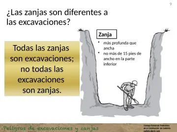 Slide 9: ¿Las zanjas son diferentes a las excavaciones?