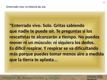 Slide 12: Enterrado vivo: la historia de Joe