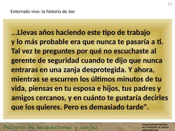 Slide 13: Enterrado vivo: la historia de Joe