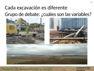 Slide 21: Cada excavación es diferente
