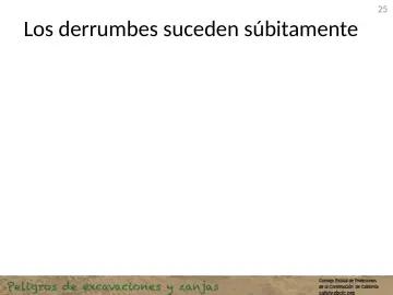 Slide 25: Los derrumbes suceden súbitamente