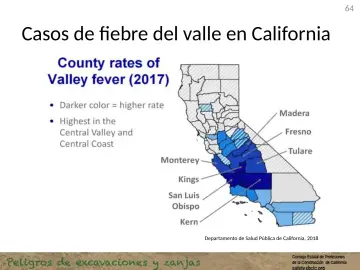 Slide 64: Casos de fiebre del valle en California