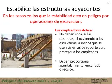 Slide 107: Estabilice las estructuras adyacentes