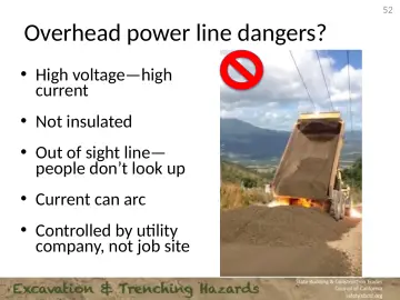 Slide 52: Overhead power line dangers?