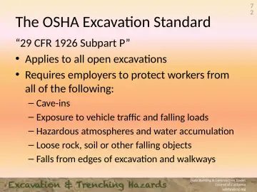 Slide 72: The OSHA Excavation Standard