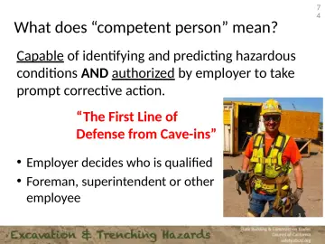 Slide 74: What does “competent person” mean?