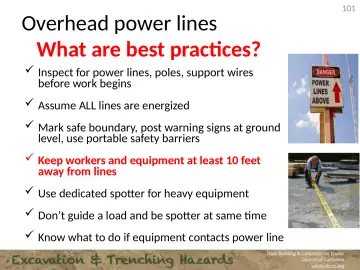 Slide 101: Overhead power lines What are best practices?
