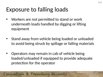 Slide 104: Exposure to falling loads