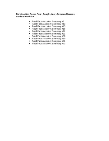 Page 1: Construction Focus Four: Caught-In or -Between Hazards Student Handouts