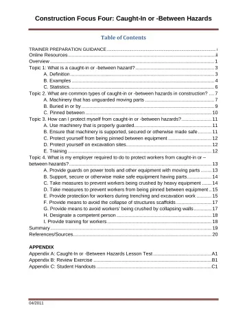 Page 3: Table of Contents
