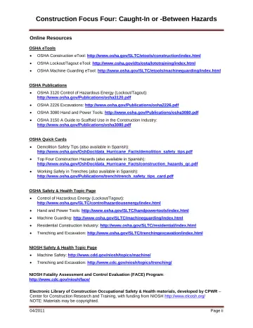 Page 6: Construction Focus Four: Caught-In or -Between Hazards